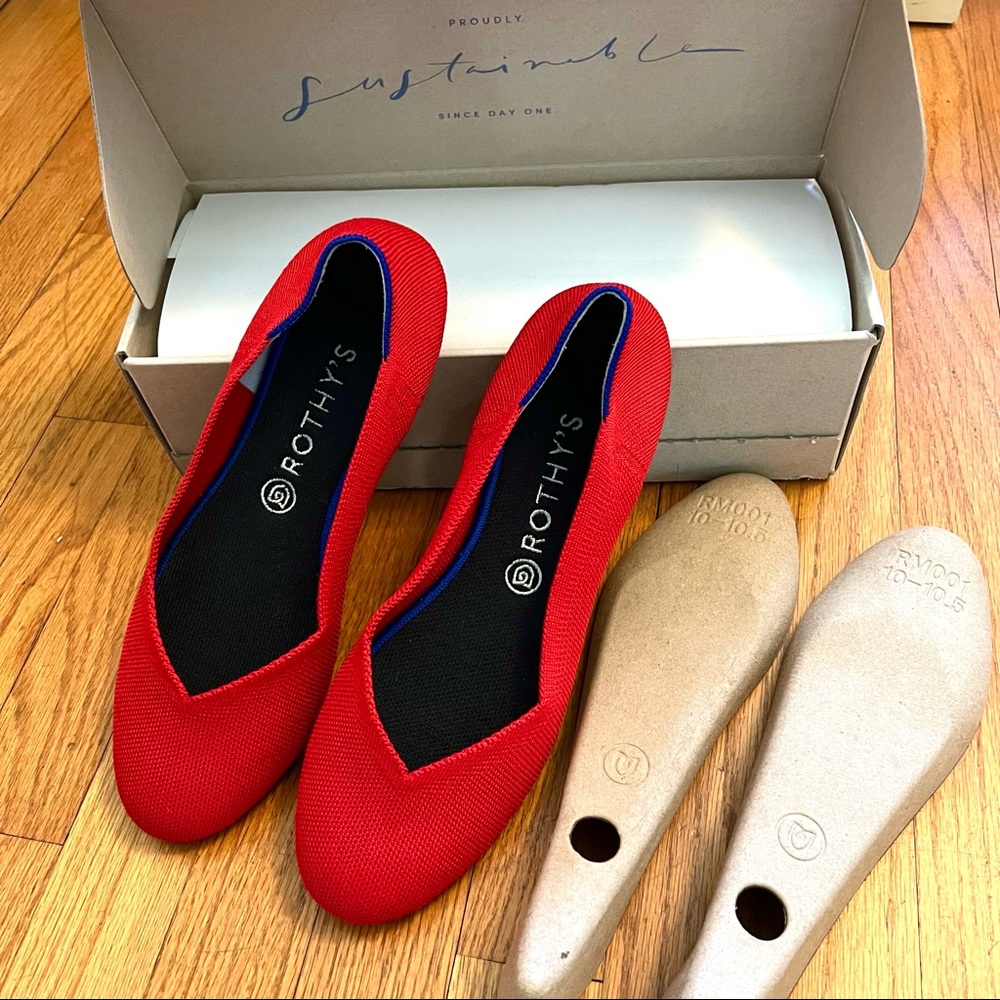 ROTHY’S Cherry Red Round Toe Flat 10.5